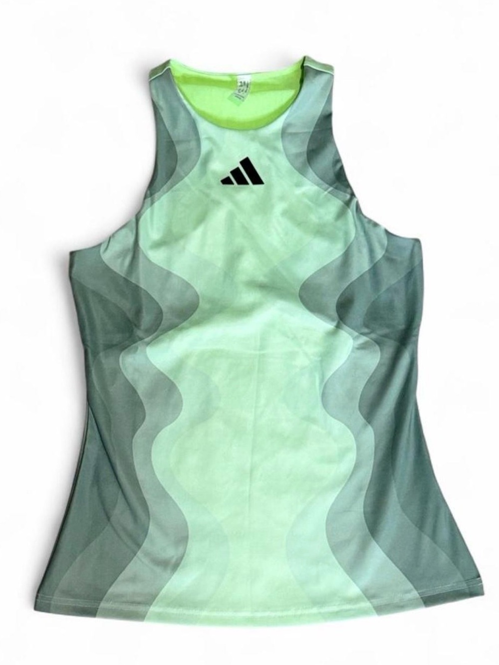 adidas Light Mint Green Racerback Performance Tank with Wave Panels